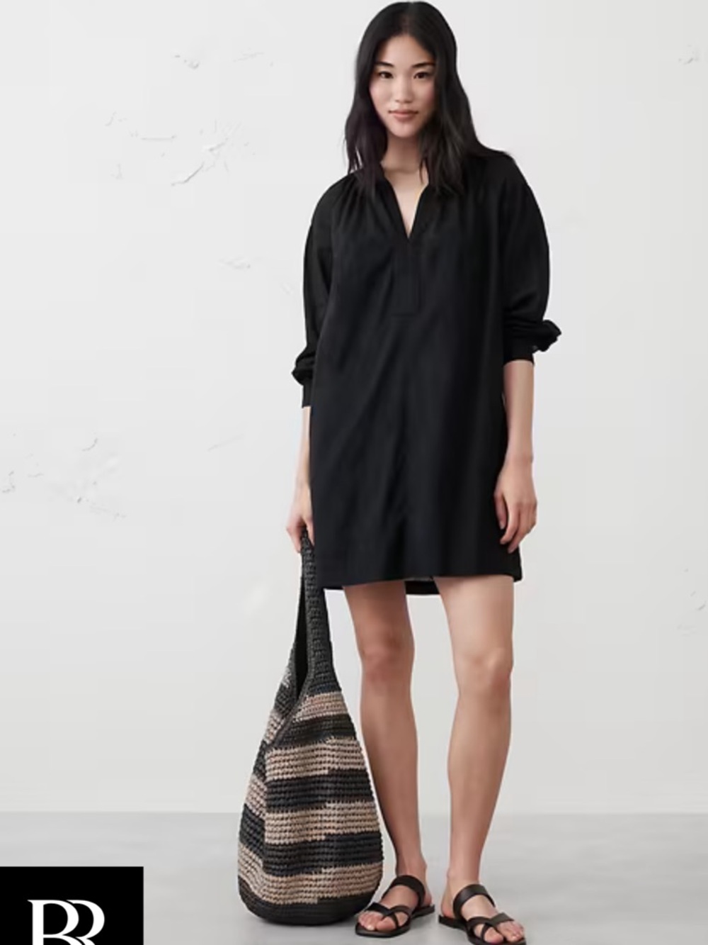 Banana Republic Black Trapunto Voile Mini Dress NWT Size M